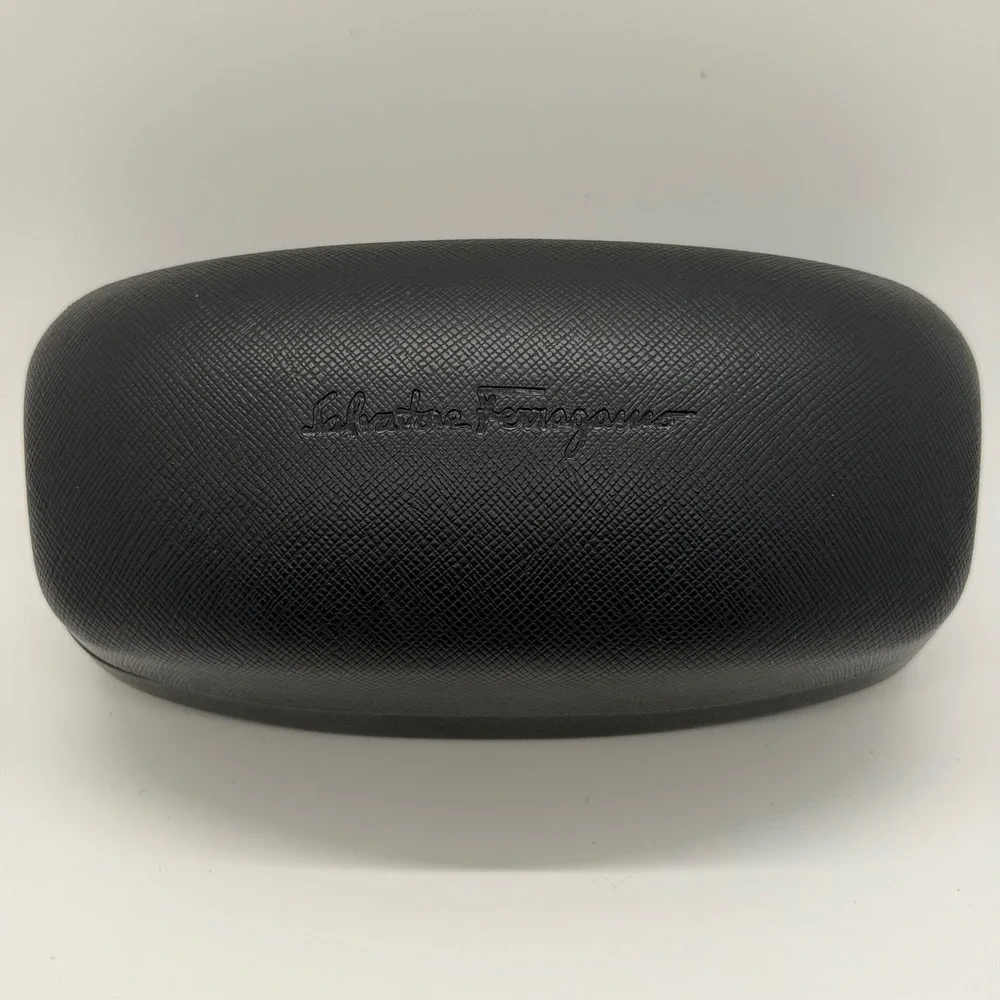 Salvatore Ferragamo Black Textured Hard Shell Eyeglass Case Elegant Sophisticate